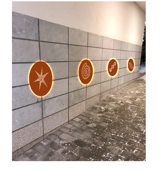 Skiss: entrén från innergården